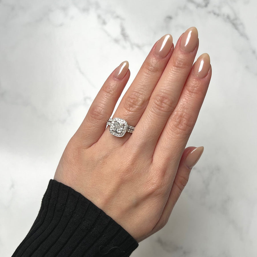 Cushion-cut Engagement Ring Set - DRJST02810