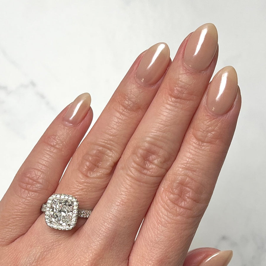 Cushion-cut Halo Double Row Engagement Ring - DRRAH00125
