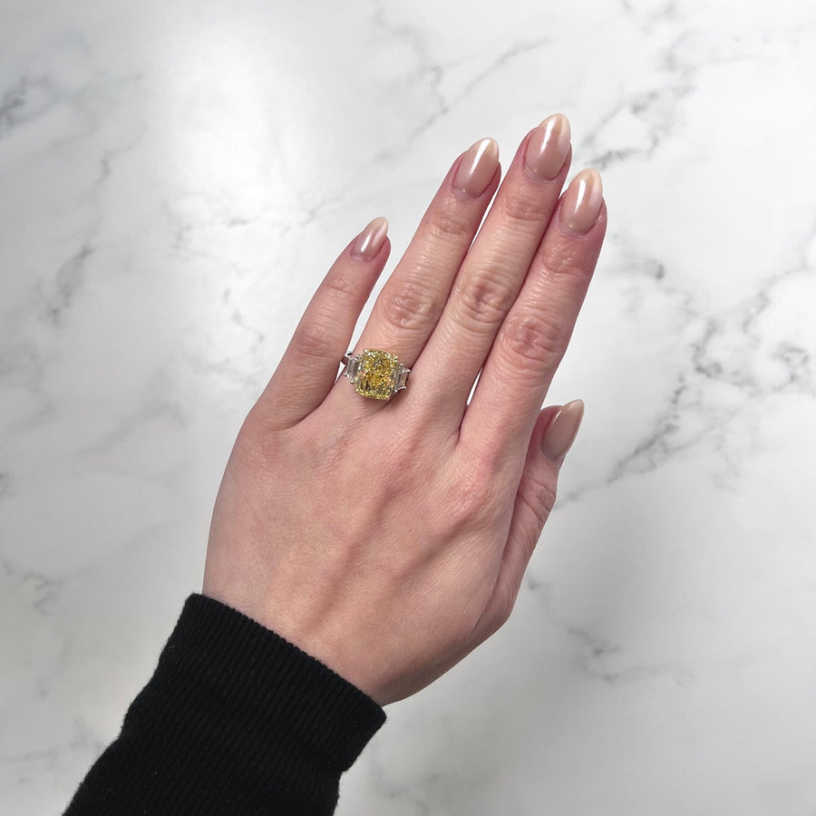 Cushion-cut Yellow Diamond Engagement Ring - DRNOV00968