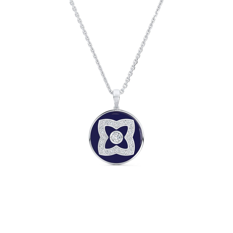 De Beers Enchanted Lotus Blue Enamel Necklace - N1034730045