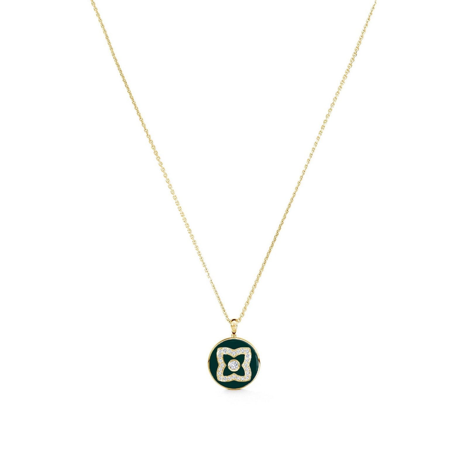 De Beers Lotus by De Beers Green Enamel Necklace N1034710045