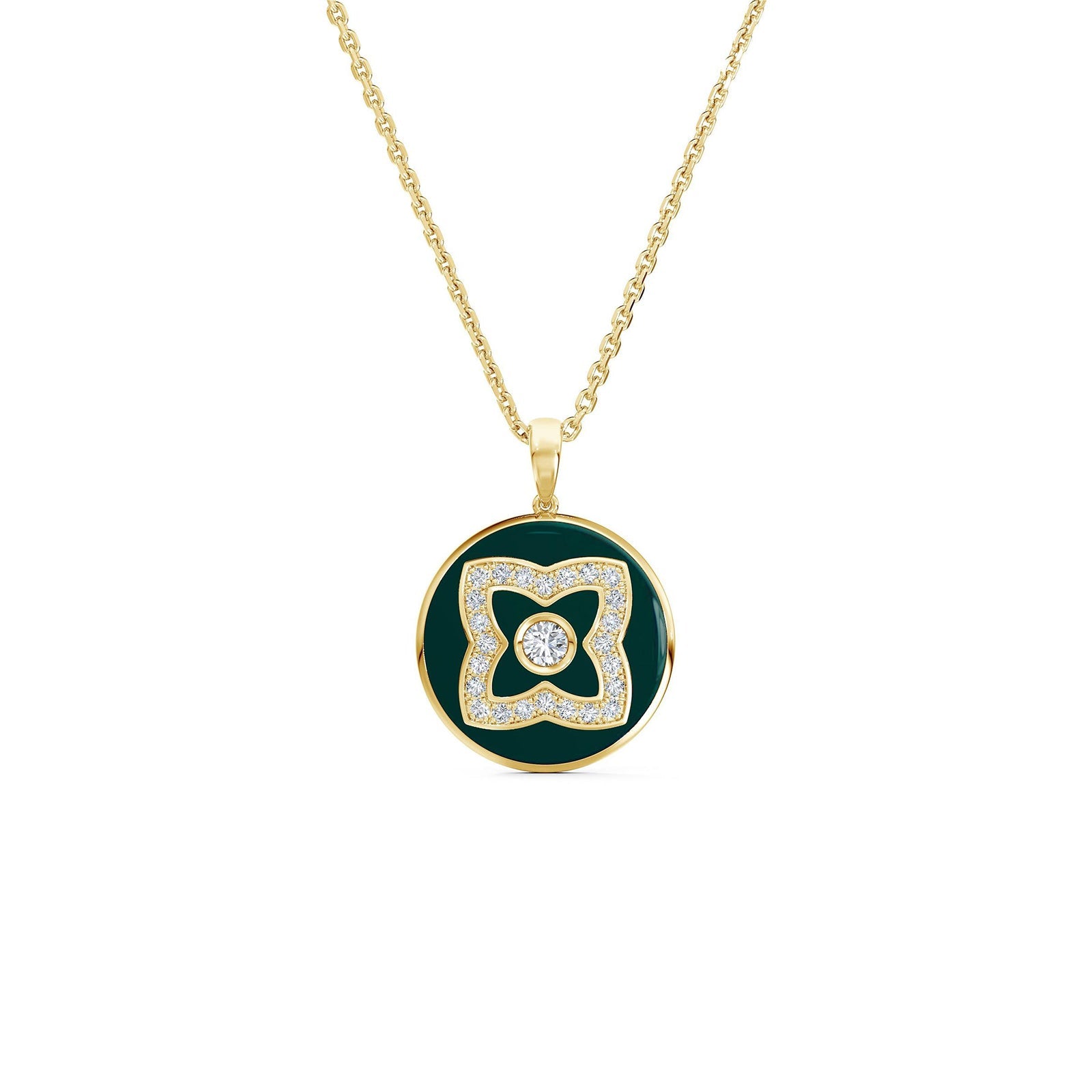 De Beers Enchanted Lotus Green Enamel Necklace