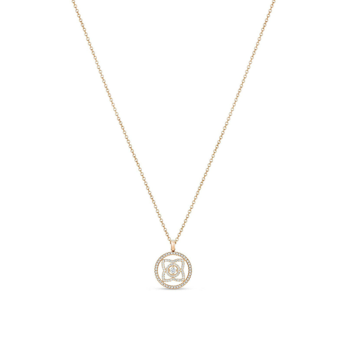 De Beers Enchanted Lotus Medal Pendant in Rose Gold -