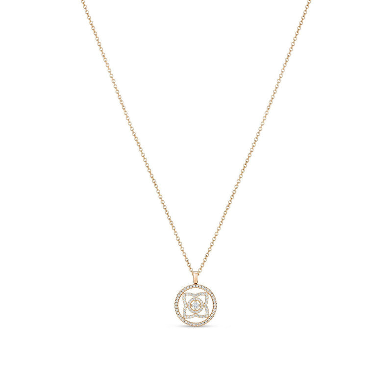 De Beers Enchanted Lotus Medal Necklace-De Beers Enchanted Lotus Medal Pendant in Rose Gold -