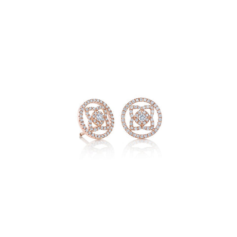 De Beers Enchanted Lotus Openwork Rose Gold Stud Earrings-De Beers Enchanted Lotus Openwork Rose Gold Stud Earrings -