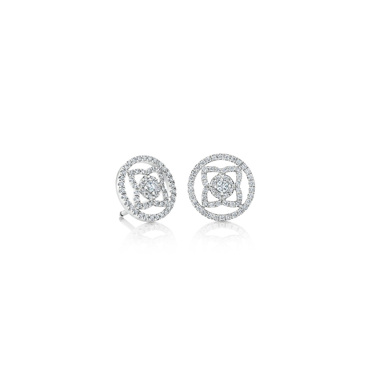 De Beers Enchanted Lotus Openwork White Gold Stud Earrings -