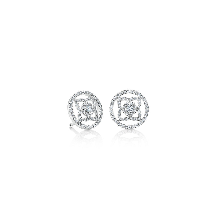 De Beers Enchanted Lotus Openwork White Gold Stud Earrings -