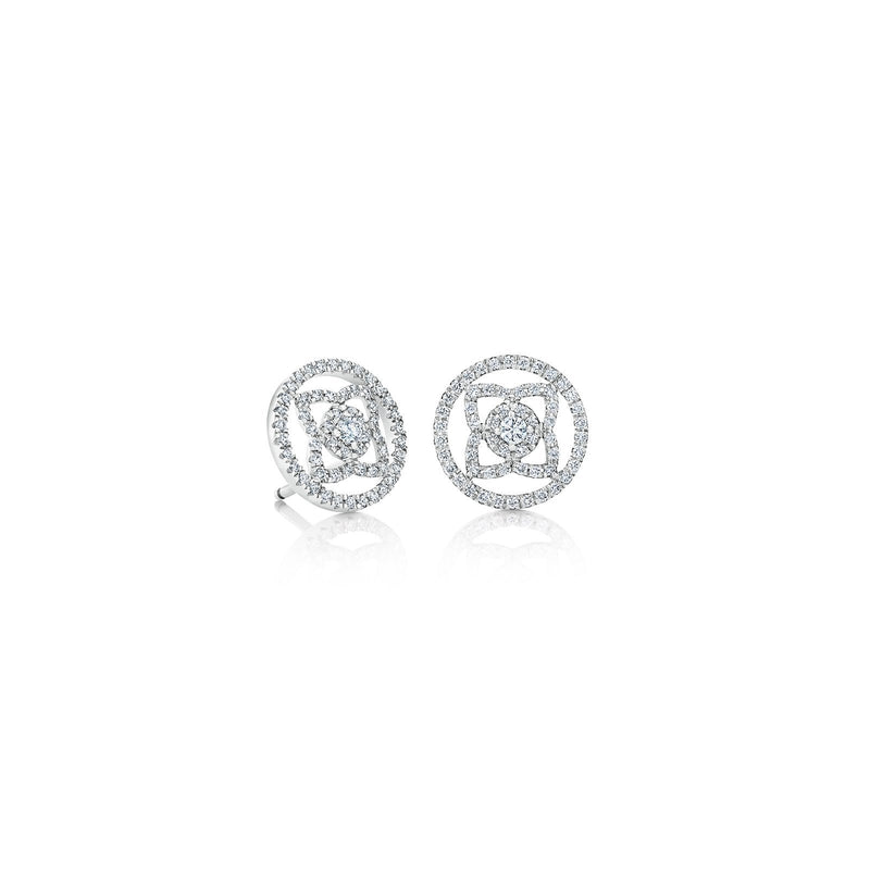 De Beers Enchanted Lotus Openwork White Gold Stud Earrings-De Beers Enchanted Lotus Openwork White Gold Stud Earrings -