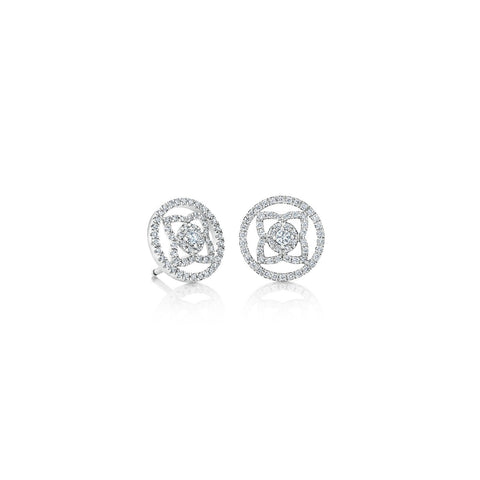 De Beers Enchanted Lotus Openwork White Gold Stud Earrings-De Beers Enchanted Lotus Openwork White Gold Stud Earrings -