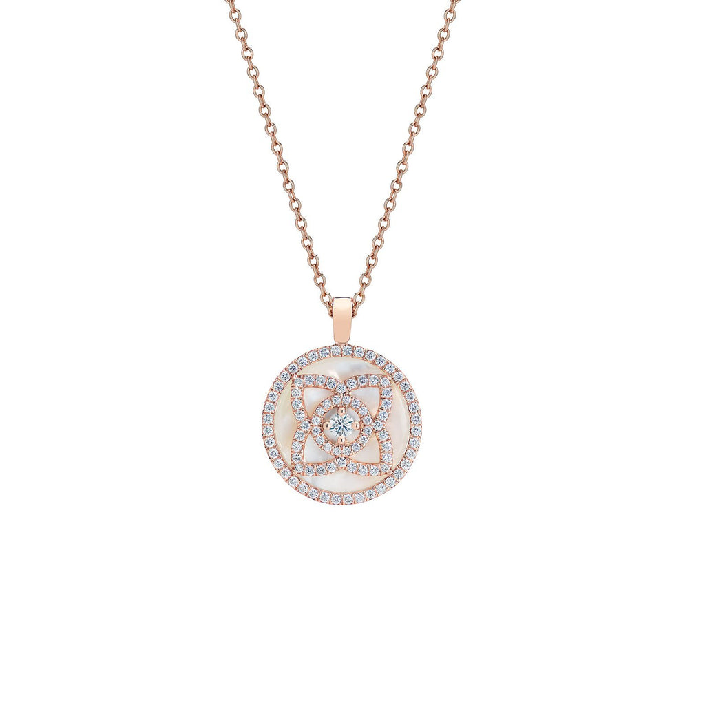 De Beers Enchanted Lotus Pendant in Rose Gold and Mother-of-Pearl