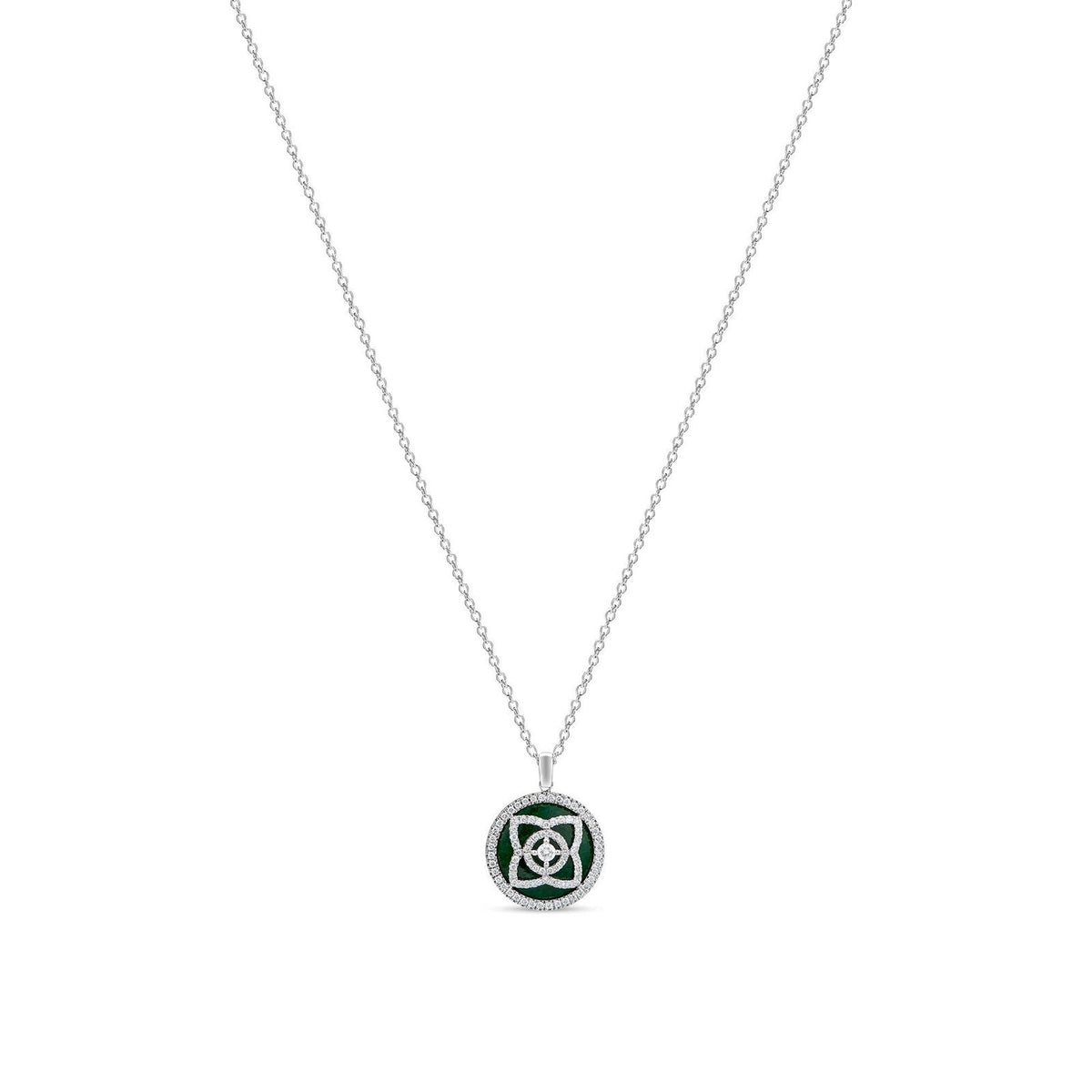 De Beers Enchanted Lotus Pendant in White Gold and Jade -