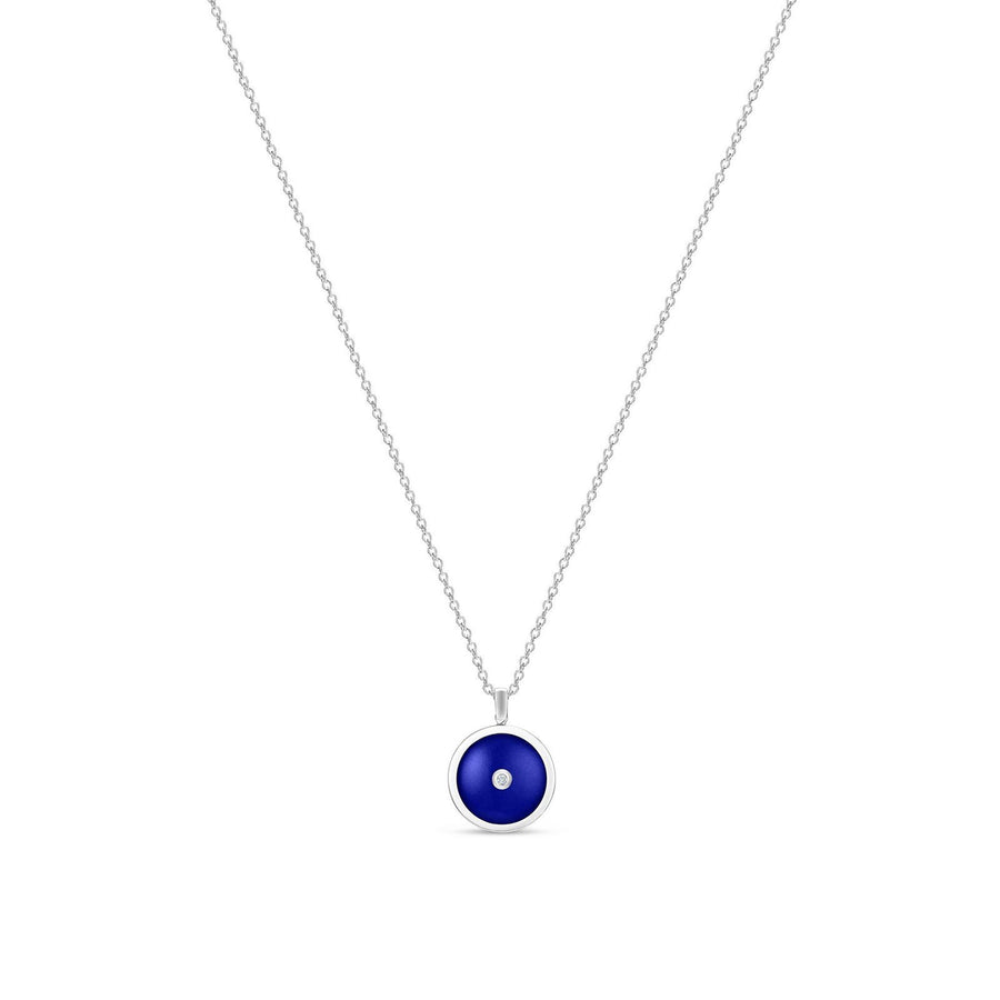 De Beers Enchanted Lotus Pendant in White Gold and Lapis Lazuli -