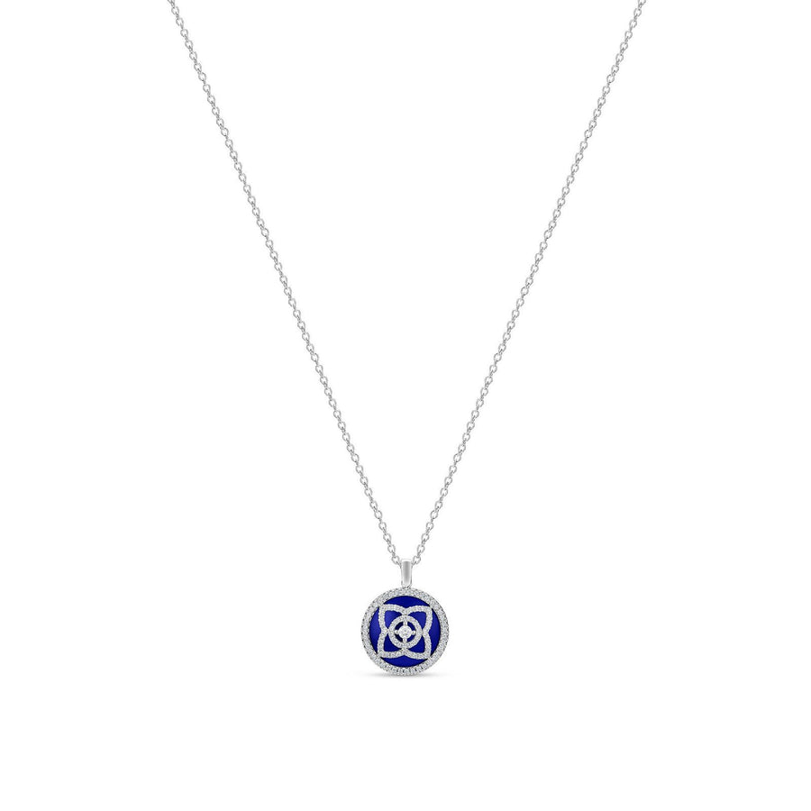 De Beers Enchanted Lotus Pendant in White Gold and Lapis Lazuli -