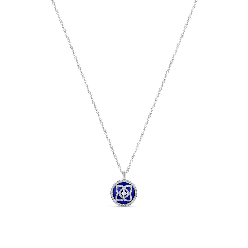 De Beers Enchanted Lotus Lapis Lazuli Necklace-De Beers Enchanted Lotus Pendant in White Gold and Lapis Lazuli -
