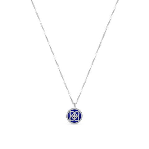 De Beers Enchanted Lotus Pendant in White Gold and Lapis Lazuli -