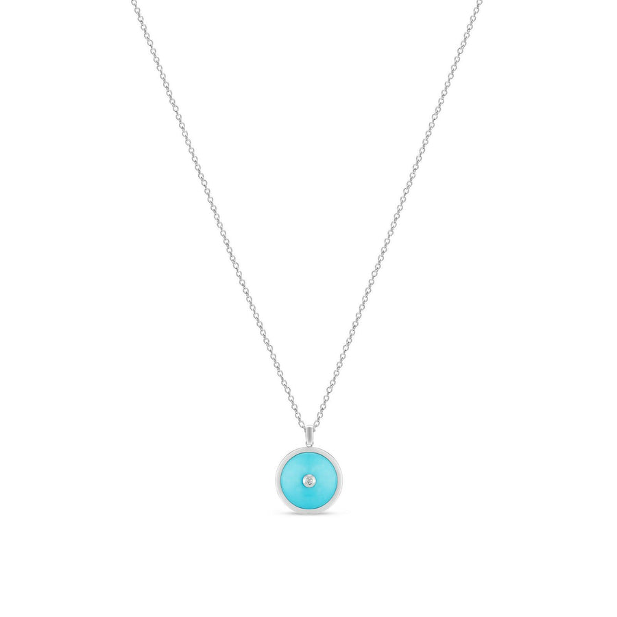 De Beers Enchanted Lotus Pendant in White Gold and Turquoise -
