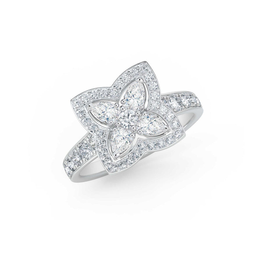 De Beers Enchanted Lotus Ring - R103940 - De Beers Enchanted Lotus Ring in 18 karat white gold with diamonds totaling 1.09 carats.