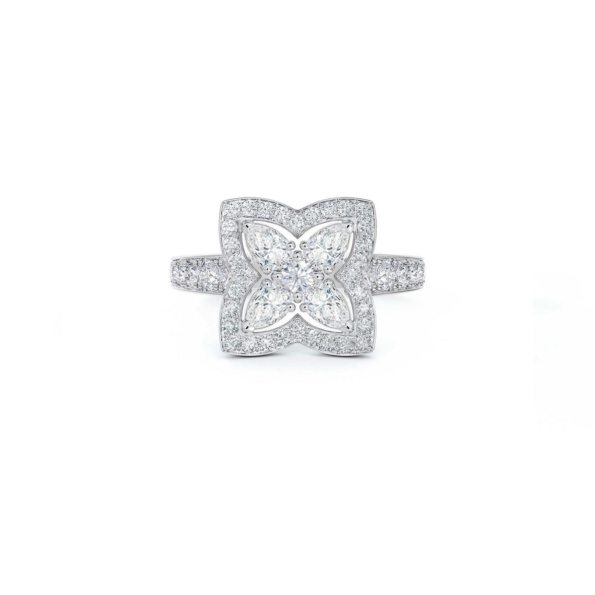 De Beers Enchanted Lotus Ring - R103940 - De Beers Enchanted Lotus Ring in 18 karat white gold with diamonds totaling 1.09 carats.