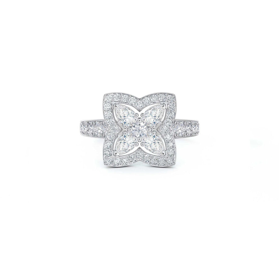 De Beers Enchanted Lotus Ring - R103940 - De Beers Enchanted Lotus Ring in 18 karat white gold with diamonds totaling 1.09 carats.