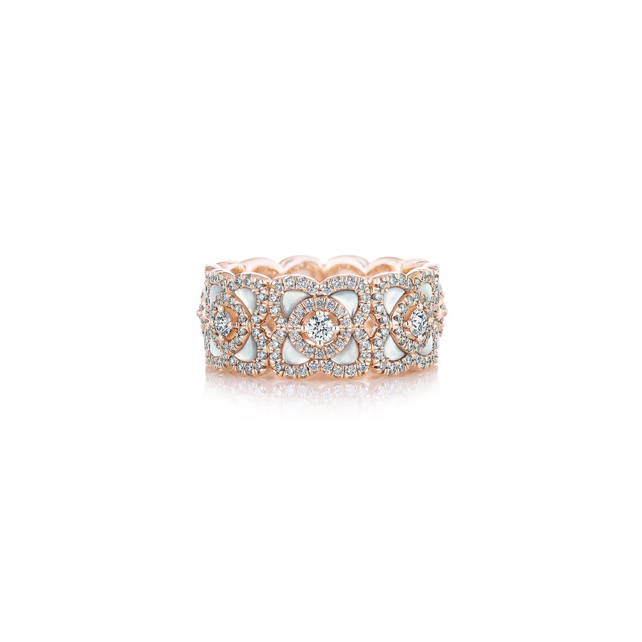 De Beers Enchanted Lotus Rose Gold and White Mother of Pearl Band - J1FK84Z00K53