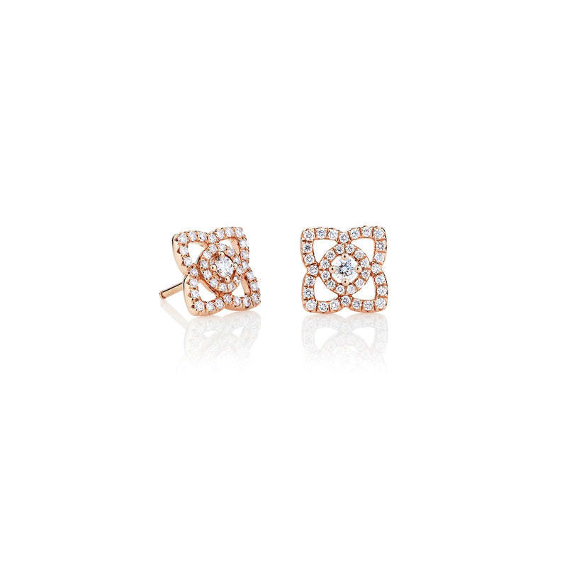 De Beers Enchanted Lotus Rose Gold Stud Earrings-De Beers Enchanted Lotus Rose Gold Stud Earrings -
