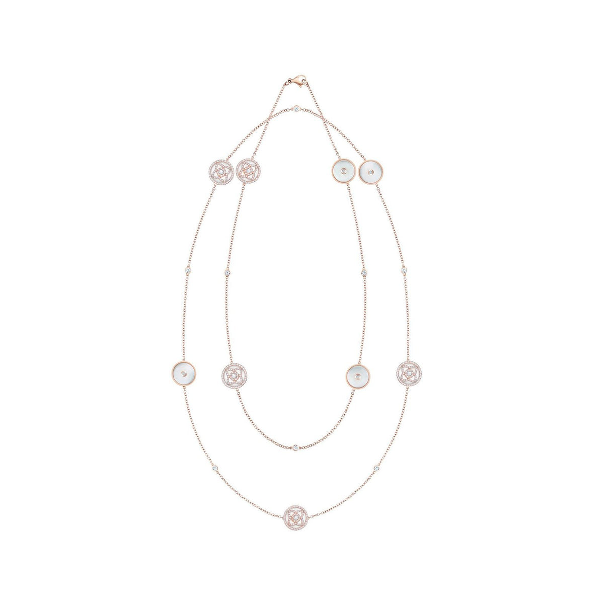 De Beers Enchanted Lotus Rose Gold & White Mother of Pearl Sautoir Necklace -