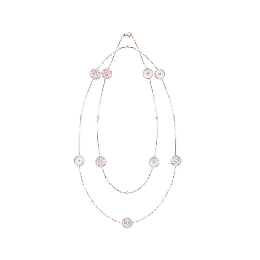 De Beers Enchanted Lotus Rose Gold & White Mother of Pearl Sautoir Necklace -