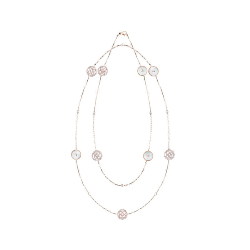 De Beers Enchanted Lotus Mother-of-Pearl Sautoir Necklace-De Beers Enchanted Lotus Rose Gold & White Mother of Pearl Sautoir Necklace -