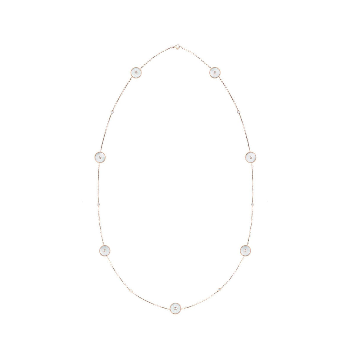 De Beers Enchanted Lotus Rose Gold & White Mother of Pearl Sautoir Necklace -