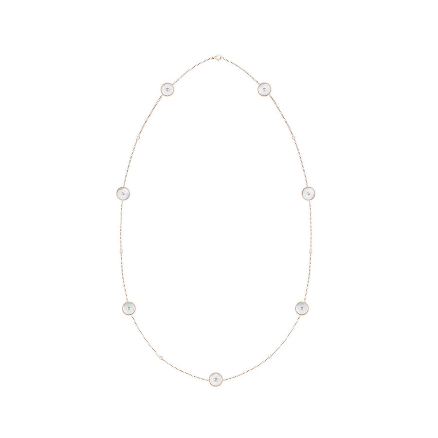 De Beers Enchanted Lotus Rose Gold & White Mother of Pearl Sautoir Necklace -