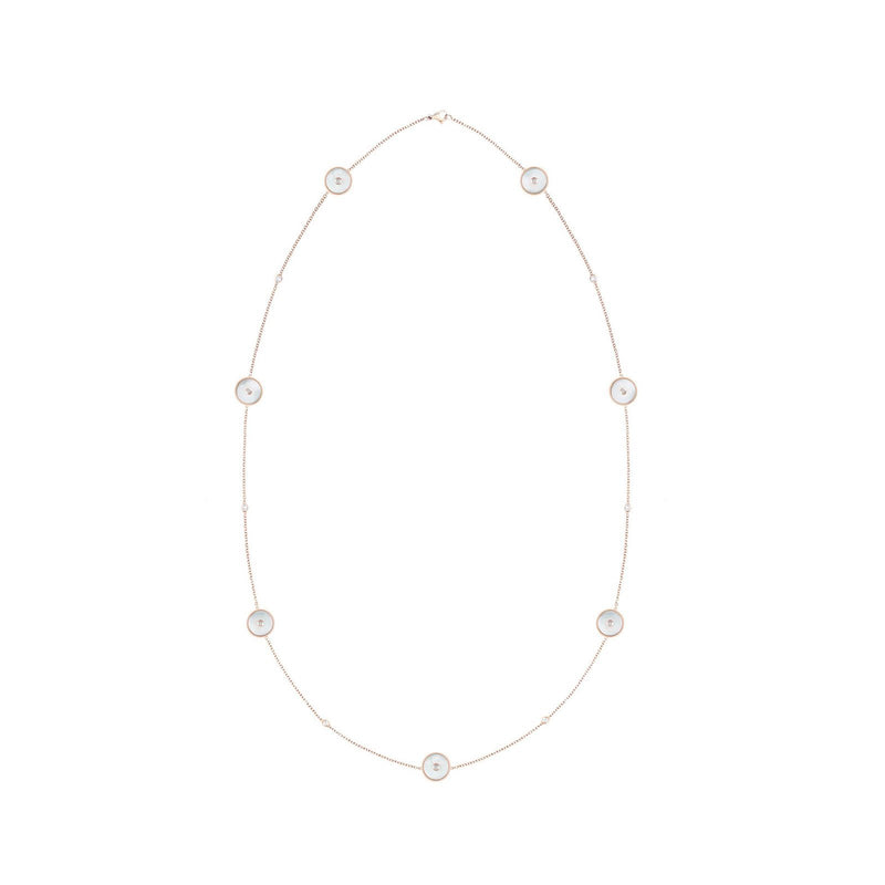 De Beers Enchanted Lotus Mother-of-Pearl Sautoir Necklace-De Beers Enchanted Lotus Rose Gold & White Mother of Pearl Sautoir Necklace -
