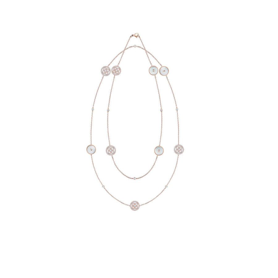 De Beers Enchanted Lotus Rose Gold & White Mother of Pearl Sautoir Necklace -