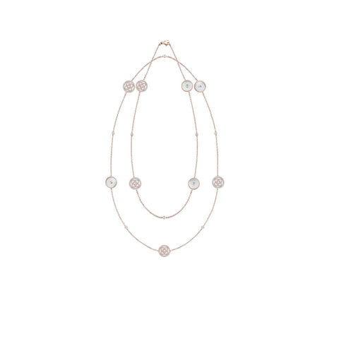 De Beers Enchanted Lotus White Mother-of-Pearl Sautoir Necklace-De Beers Enchanted Lotus Rose Gold & White Mother of Pearl Sautoir Necklace -