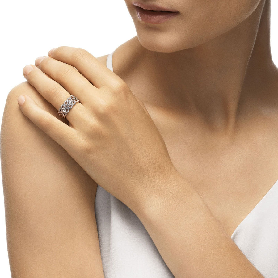 De Beers Enchanted Lotus White Gold Band - De Beers Enchanted Lotus band in 18 karat white gold with diamonds.