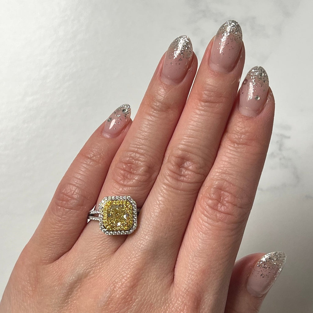 Icon Cushion Cut Yellow Diamond Engagement Ring | Graff