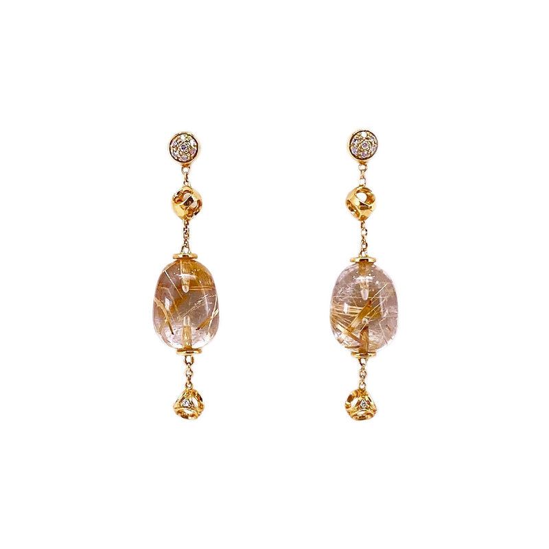 Di Modolo Rutilated Quartz Diamond Earrings-Di Modolo Rutilated Quartz Diamond Earrings -