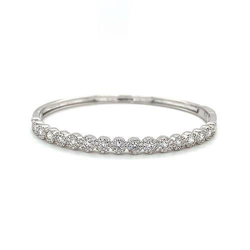 Round Diamond Halo Bangle-Diamond Bangle -