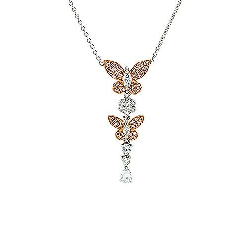 18K Gold 0.66ct Baguette Butterfly Duo Diamond Necklace – Shyne Jewelers™