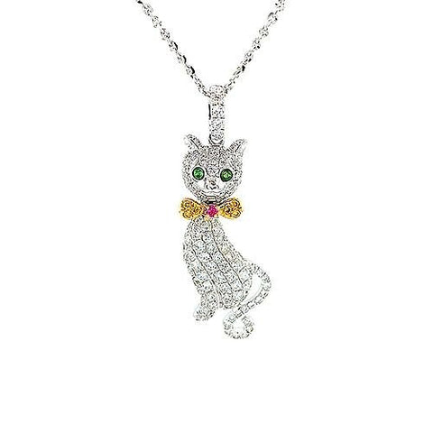 Diamond Cat Pendant and Chain-Diamond Cat Pendant and Chain -