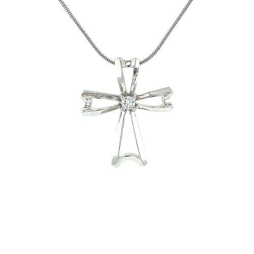 Diamond Cross Pendant and Chain-Diamond Cross Pendant and Chain -
