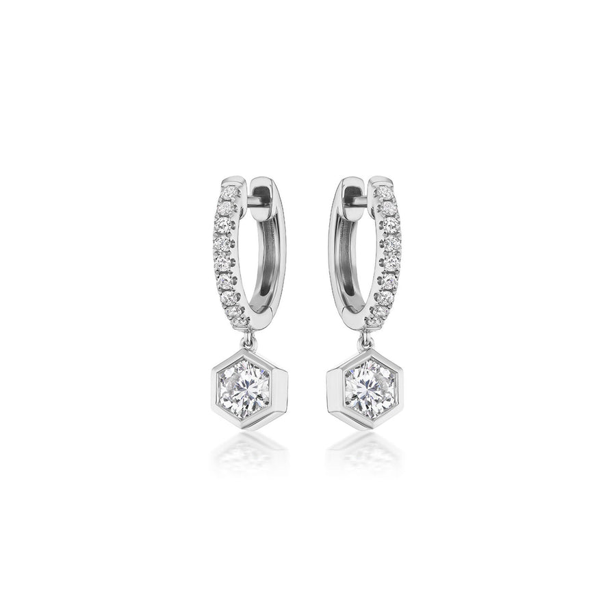Diamond Dangle Huggie Earrings - 43562