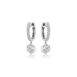 Diamond Dangle Huggie Earrings-Diamond Dangle Huggie Earrings - 43562