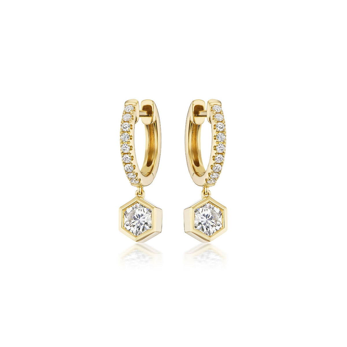 Diamond Dangle Huggie Earrings - 43563