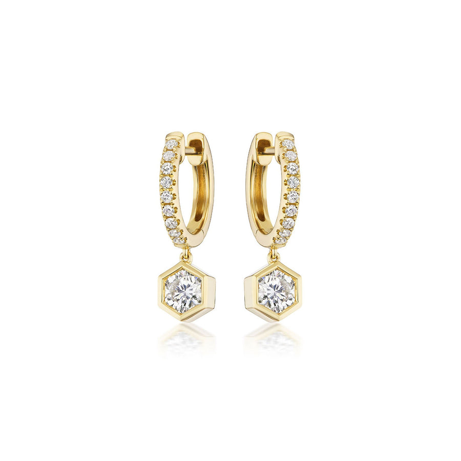 Diamond Dangle Huggie Earrings - 43563