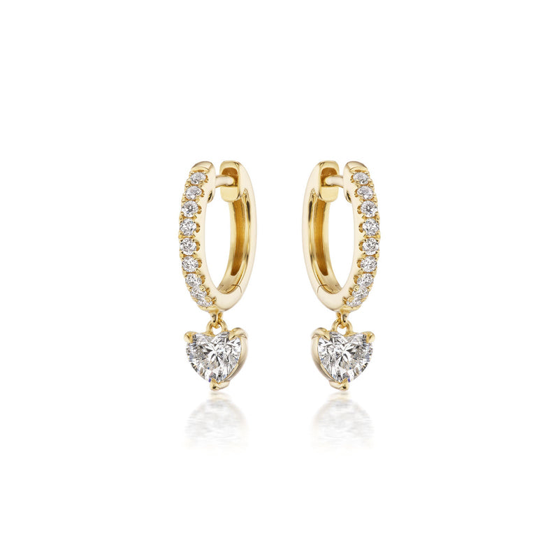 Diamond Dangle Huggie Earrings-Diamond Dangle Huggie Earrings - 46307