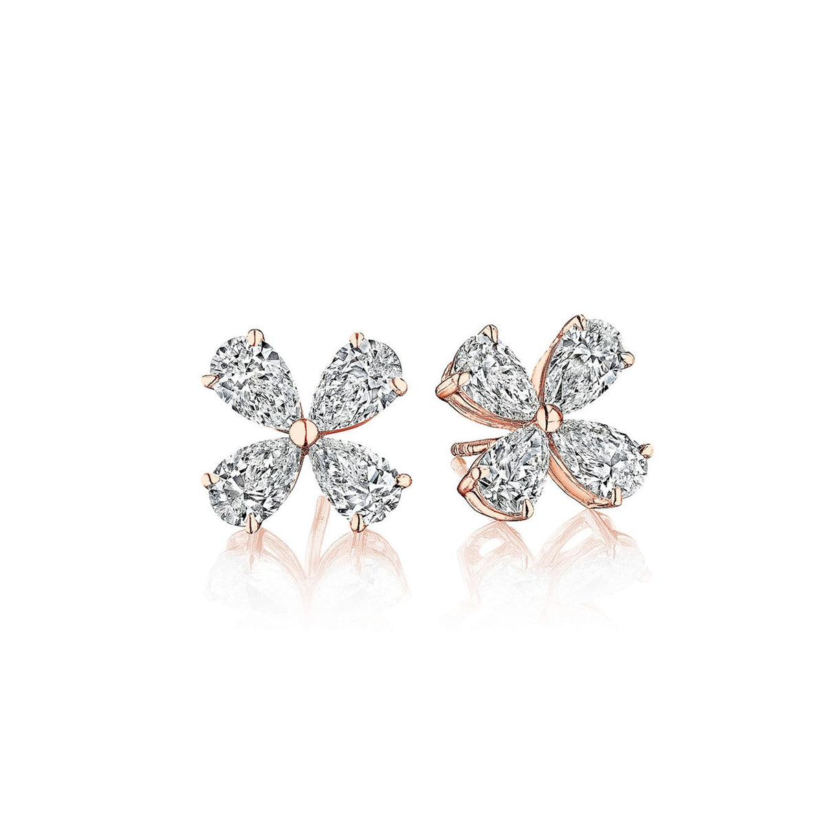 Diamond Flower Earrings - 43127