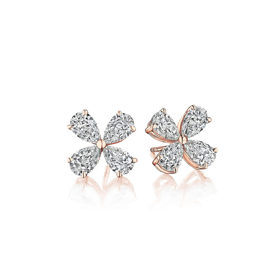 Diamond Flower Earrings - 43127