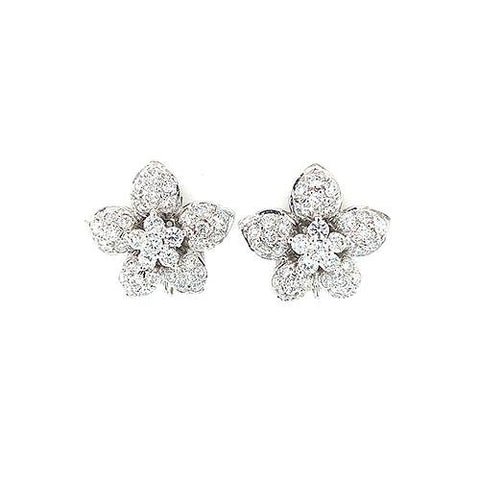 Diamond Flower Earrings-Diamond Flower Earrings -