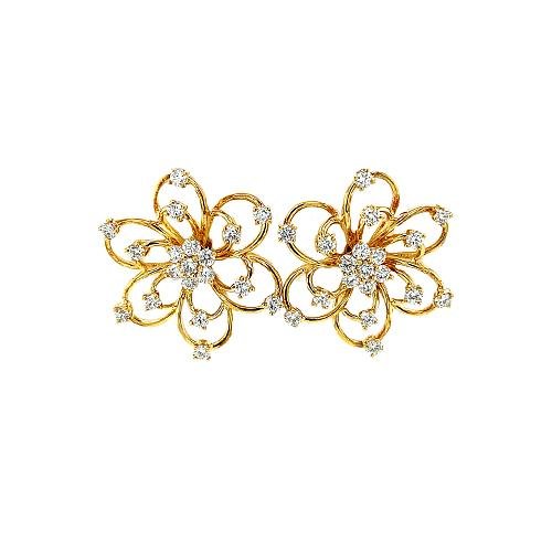 Diamond Flower Earrings -