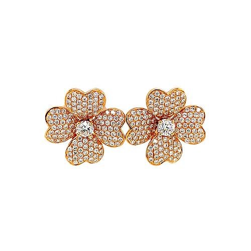 Diamond Flower Earrings -